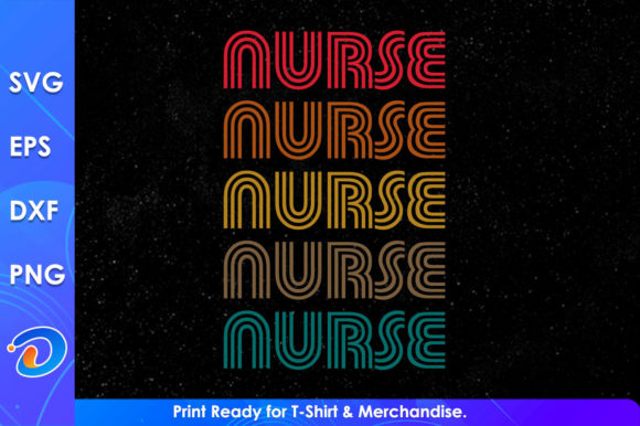 Nurse Five Retro Lettering Design for Embroidery Projects